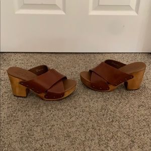 Kork Ease chestnut platform studded heels sandals